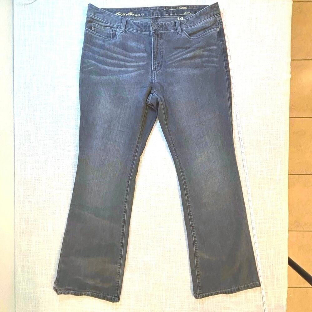 EDDIE BAUER Specially Dyed Gray Bootcut Jeans Mid Rise Stretch Fit Size 14
